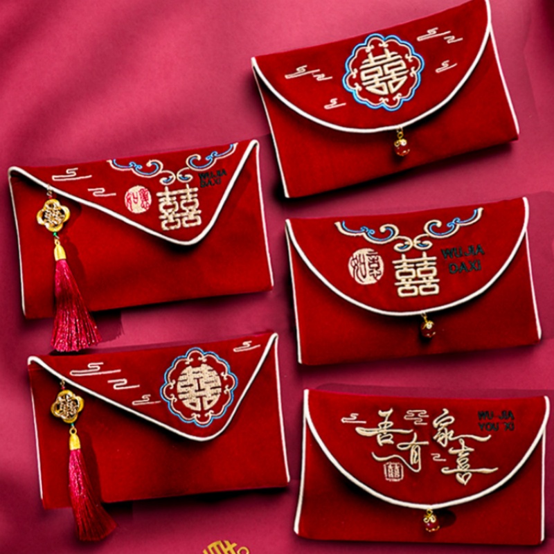 Embroidery Cloth - 1 Pezzo Busta Rossa da Matrimonio