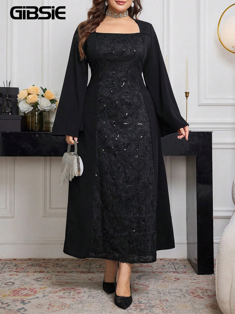 Embroidery Motif - GIBSIE Abito Lungo Elegante da Donna