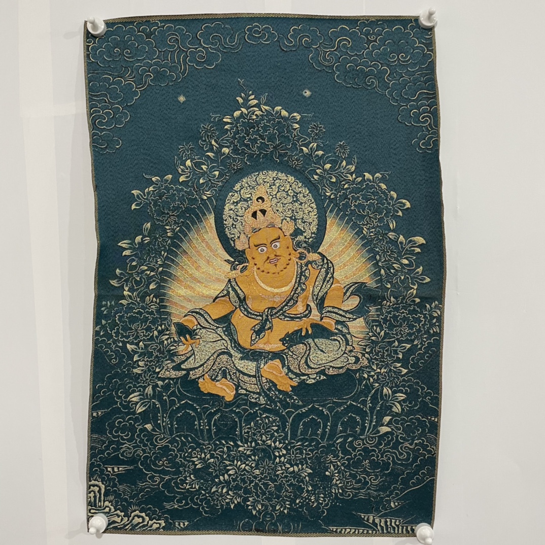 Embroidery Yellow - Thangka ricamato in broccato di seta,