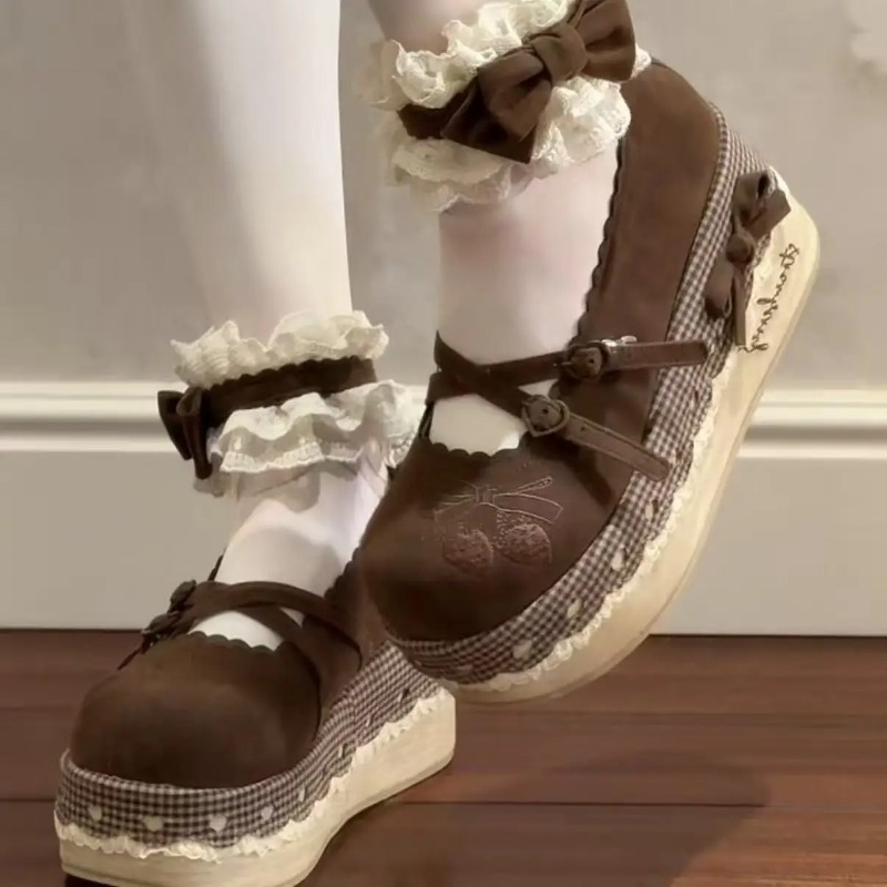Embroidery Print - Scarpe con tacco alto Lolita con