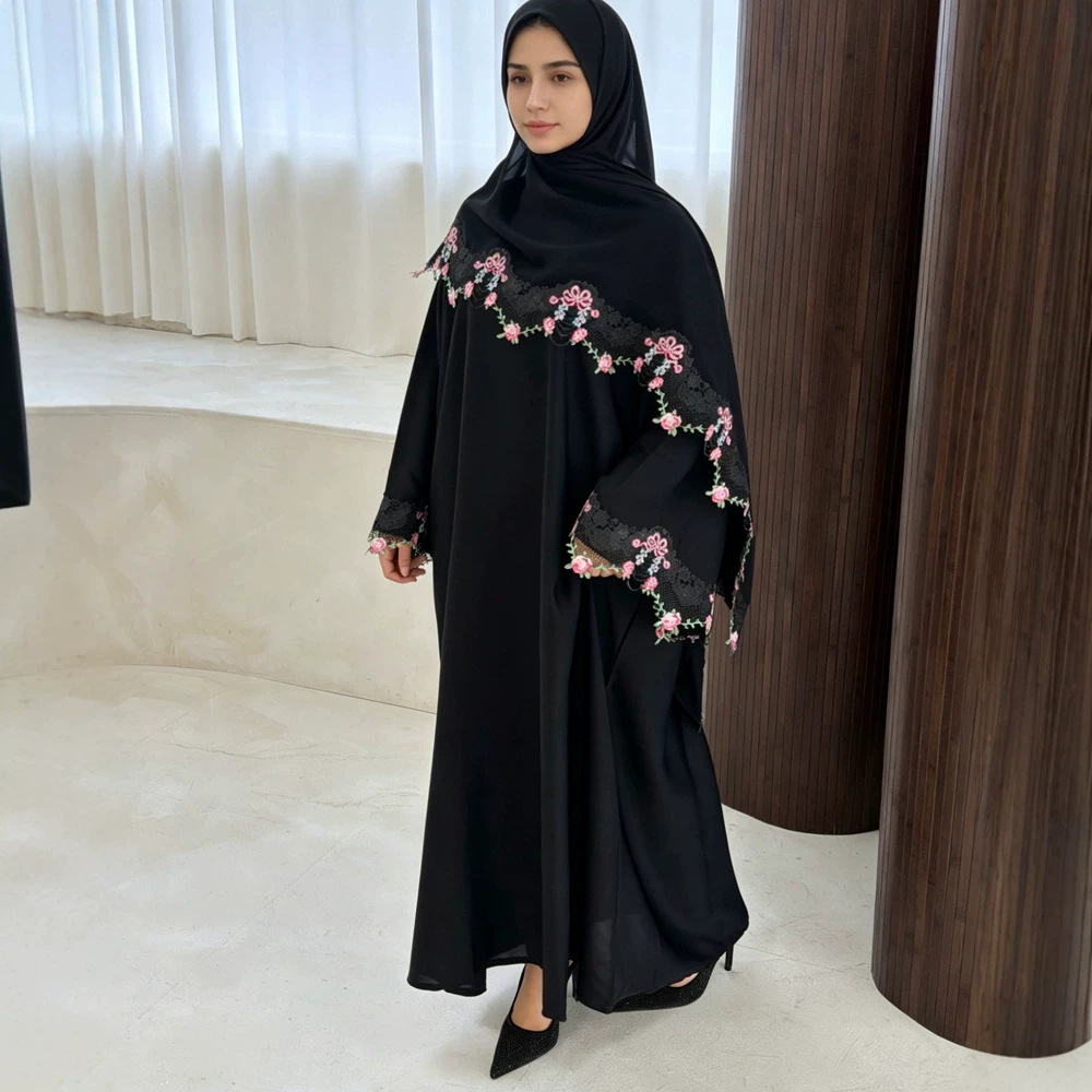 Embroidery Hijab - Abito Eid per Donne Musulmane, Abaya