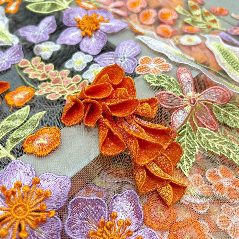 Embroidery Yellow - Tessuto ricamato per abito da sera