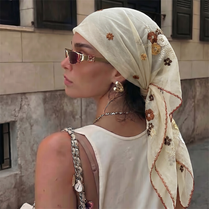 Embroidery Hijab - Sciarpa di Lusso in Rete Trasparente