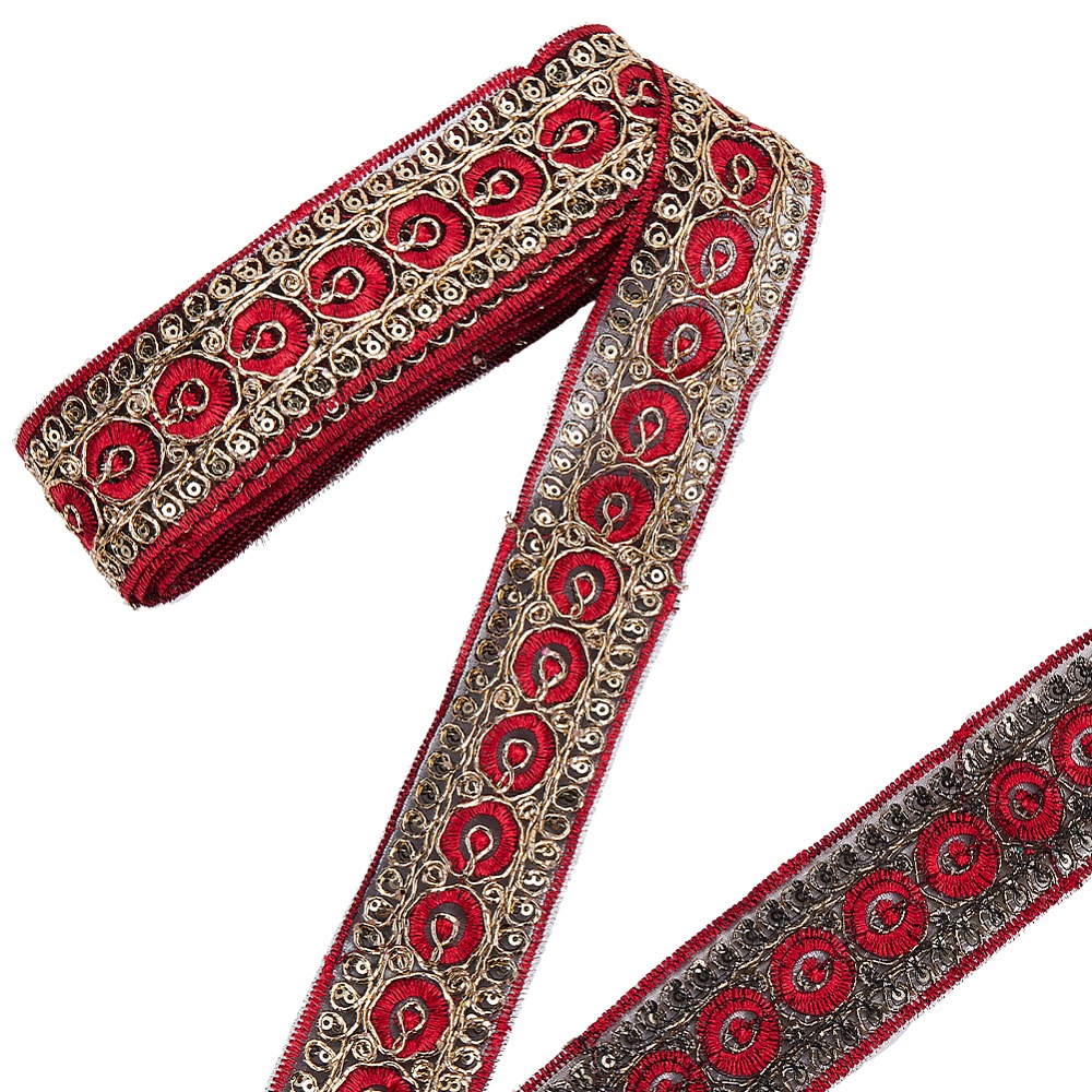 Embroidery Ribbon - Nastro Ricamato Rosso 10 Iarde 1,77