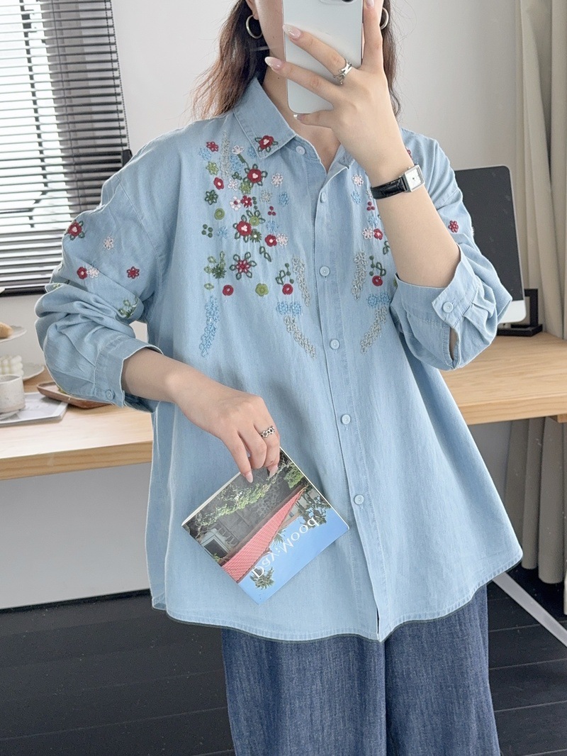 Embroidery Jeans - Harajuku y2k camicie di jeans donna
