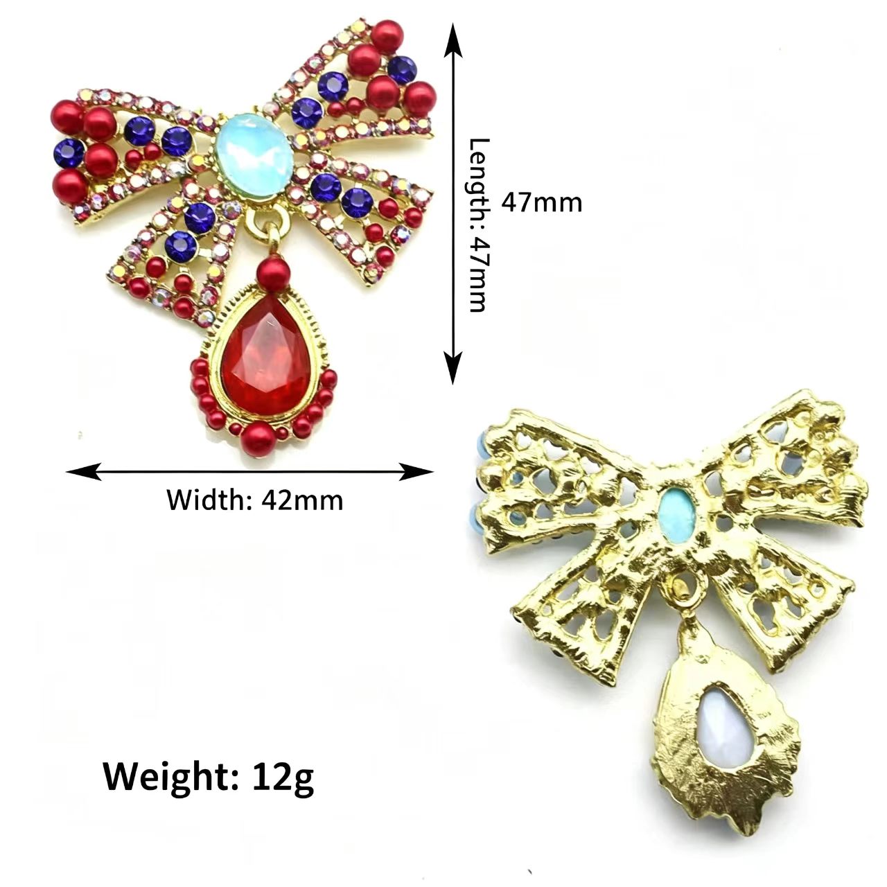 Embroidery Simple - Spilla a Fiocco in Lega Dorata
