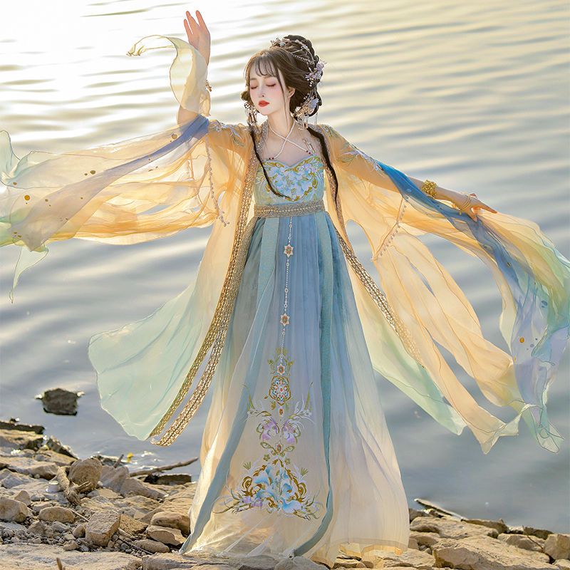 Embroidery Yellow - Abito Hanfu Cinese da Donna, Tradizionale