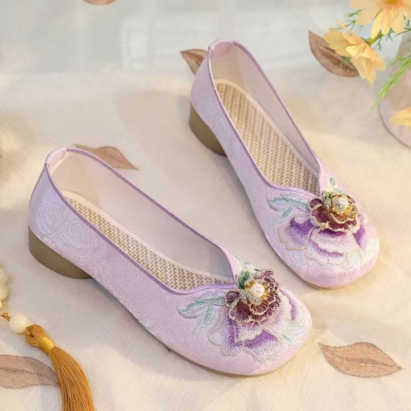 Embroidery Cloth - Scarpe da donna con tacco basso