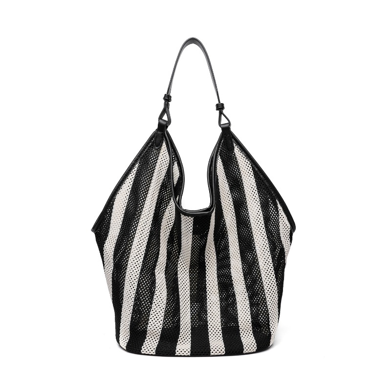 Borsa tote a righe in tessuto  - Embroidery Motif recensione e prezzo