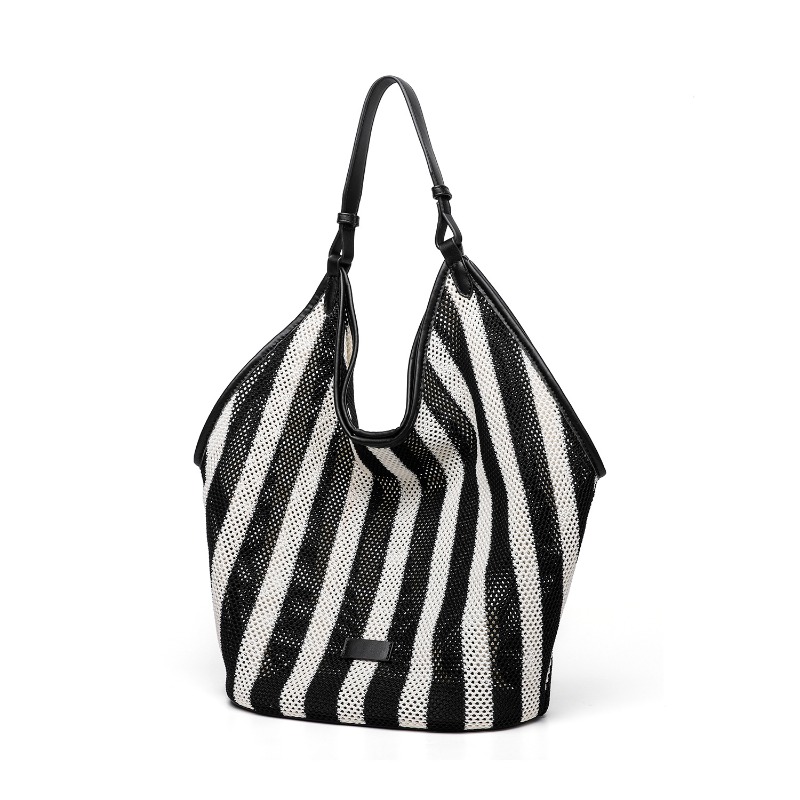 Borsa tote a righe in tessuto  - Embroidery Motif recensione e prezzo