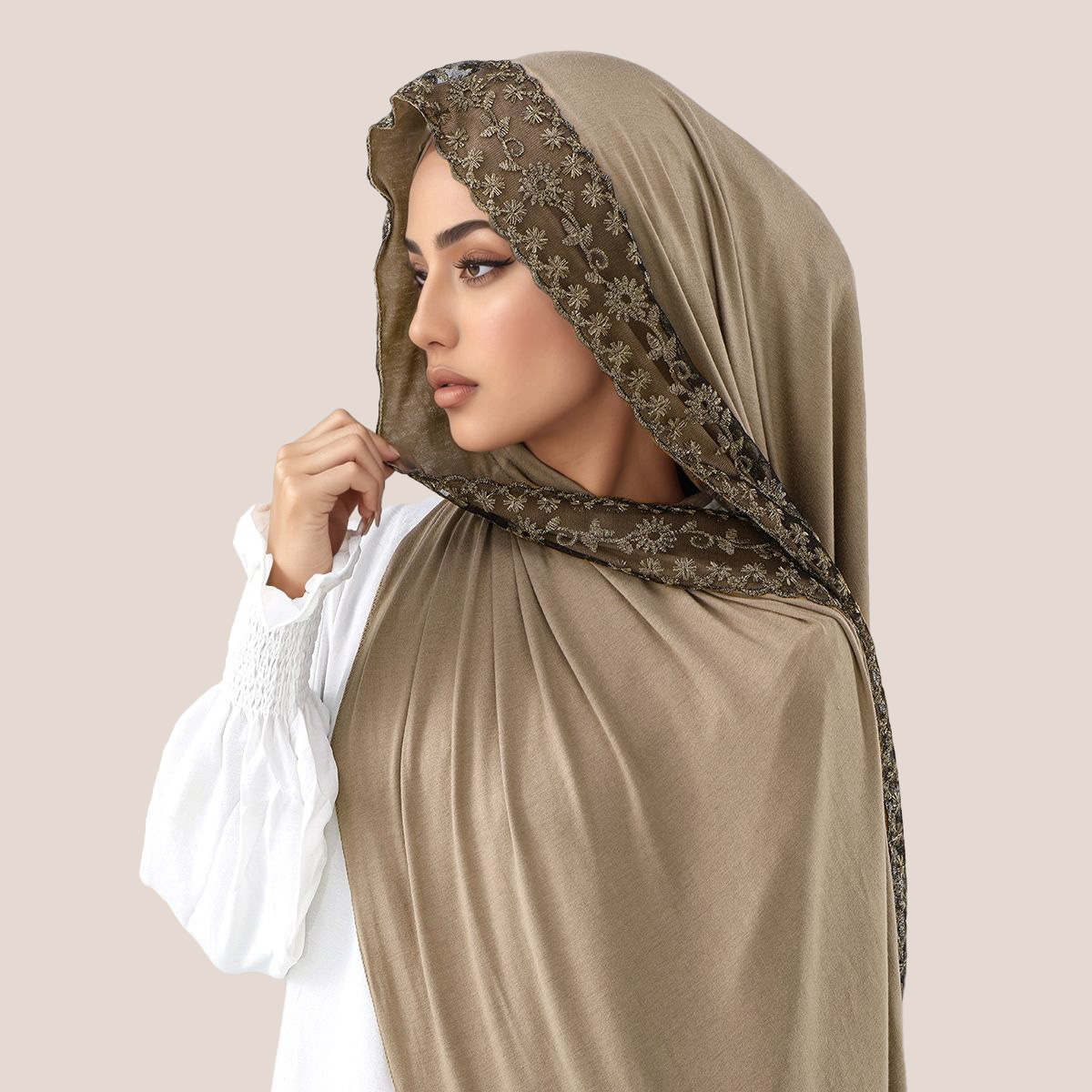 Maglia di cotone con ricamo in - Embroidery Hijab recensione e prezzo