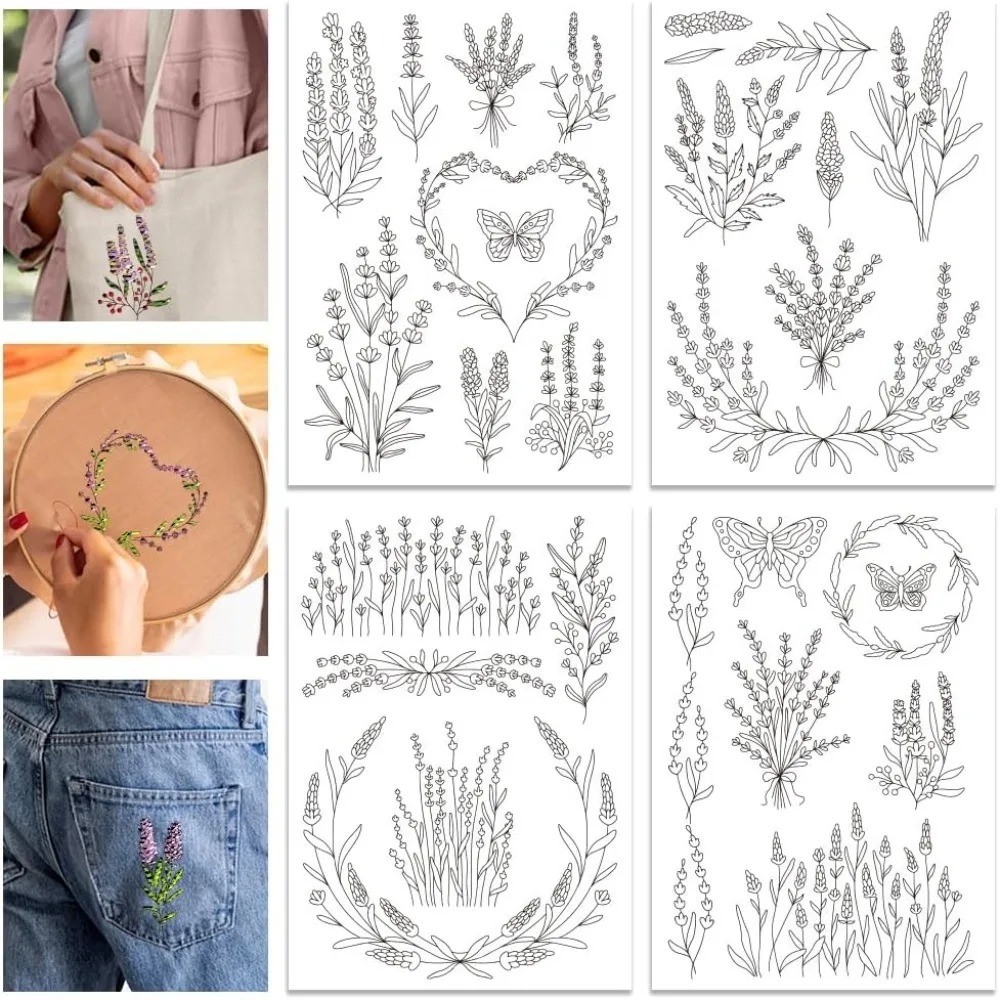 4 fogli di lavanda fiore farfa - Embroidery Cloth recensione e prezzo