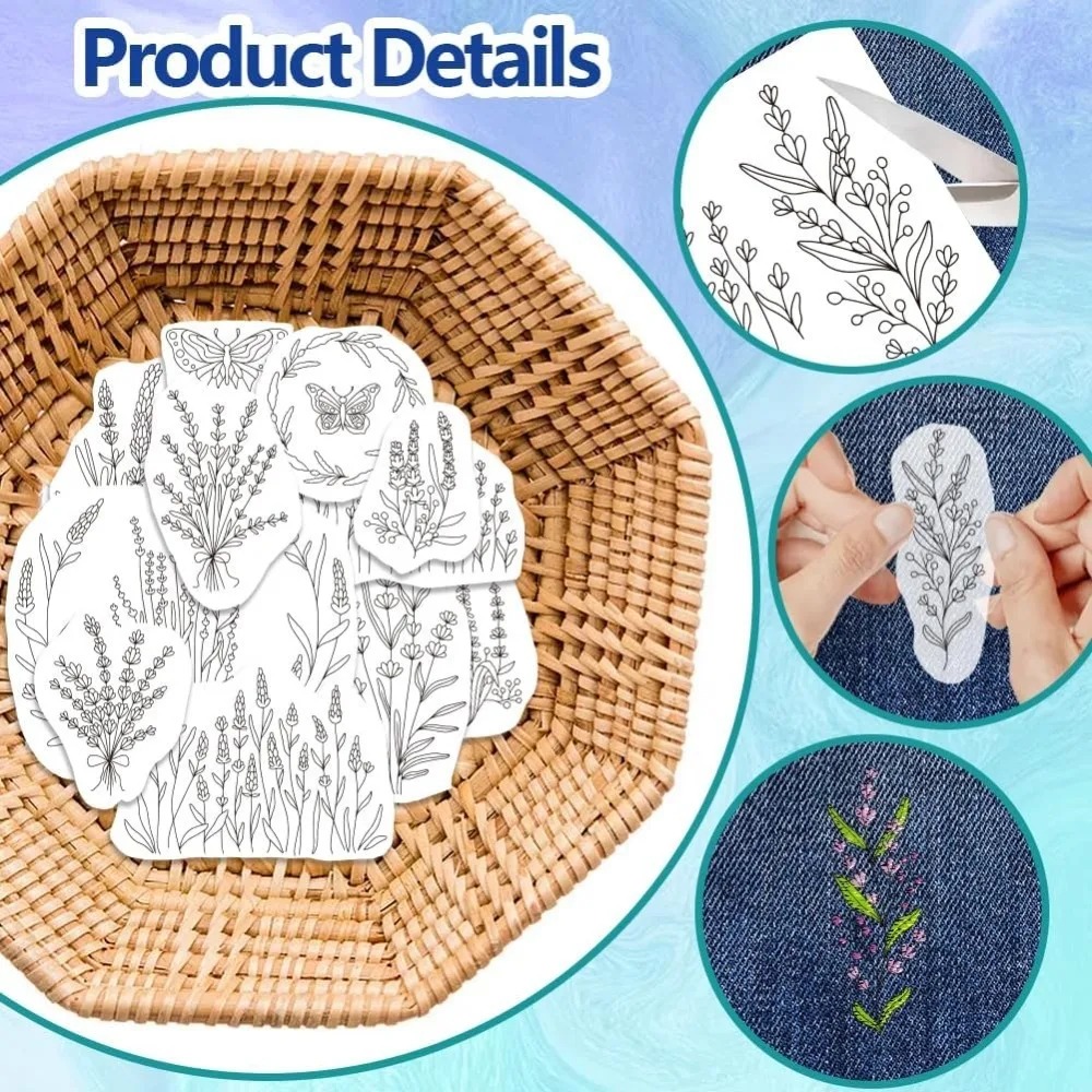 4 fogli di lavanda fiore farfa - Embroidery Cloth recensione e prezzo