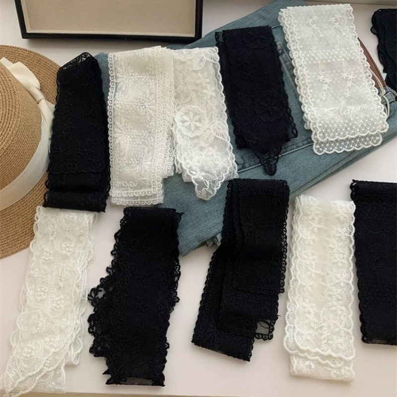 Nuovo Sciarpa Lunga Nera e Bia - Embroidery Ribbon recensione e prezzo