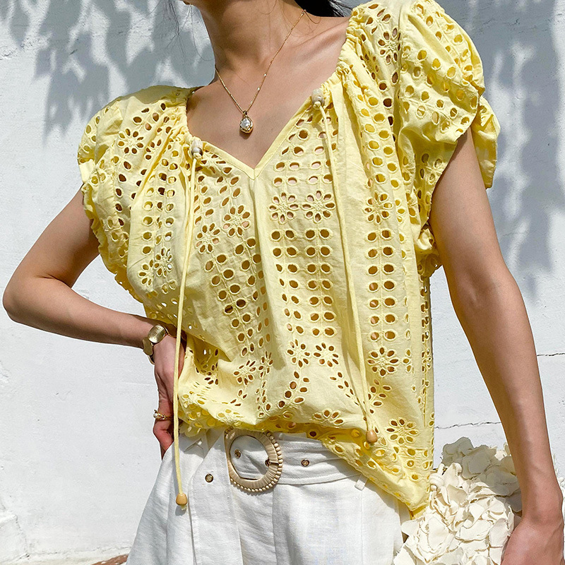 Camicia camicetta elegante sti - Embroidery Yellow recensione e prezzo