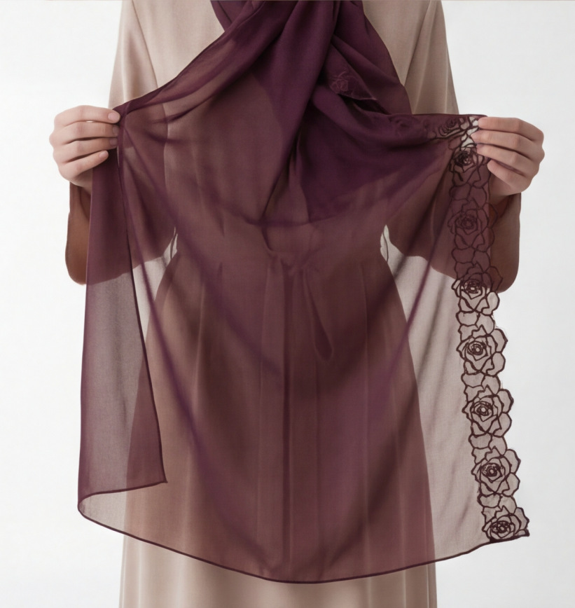 Sciarpe Hijab in Chiffon Viola - Embroidery Hijab recensione e prezzo