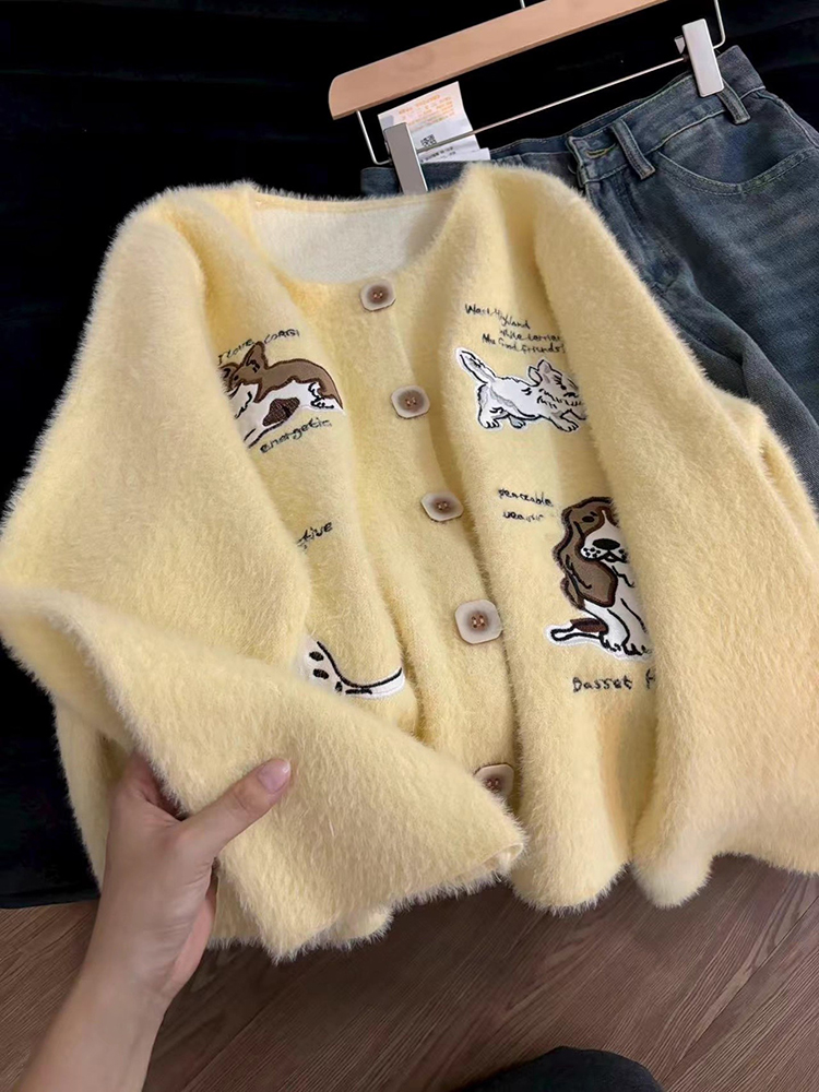 Cardigan lavorato a maglia con - Embroidery Yellow recensione e prezzo
